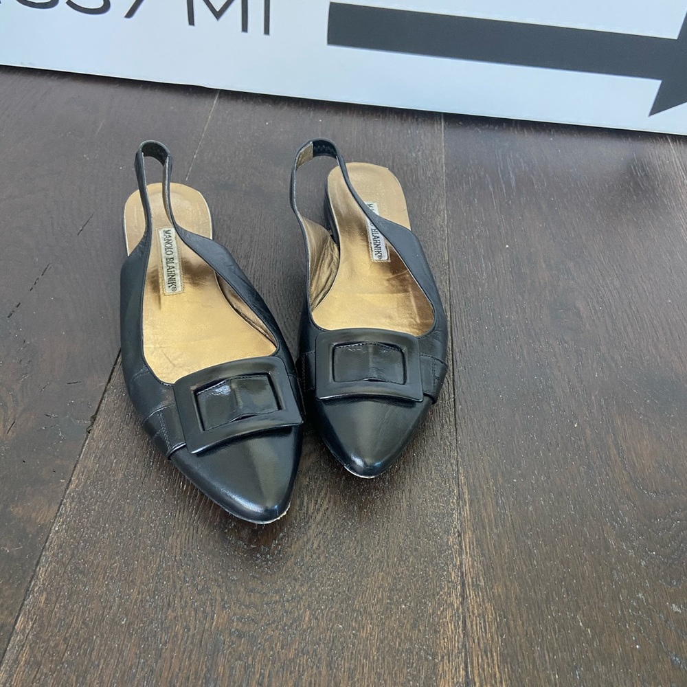 Manolo Blahnik Slingback Black Flats | 38